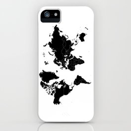 minimalist world map black on white background iphone case