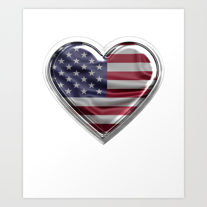 America Heart American Flag Design Gift For Usa Patriots Art Print By Sujvil Society6