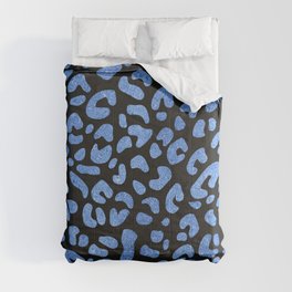 Blue Glitter Leopard Print Pattern Comforter