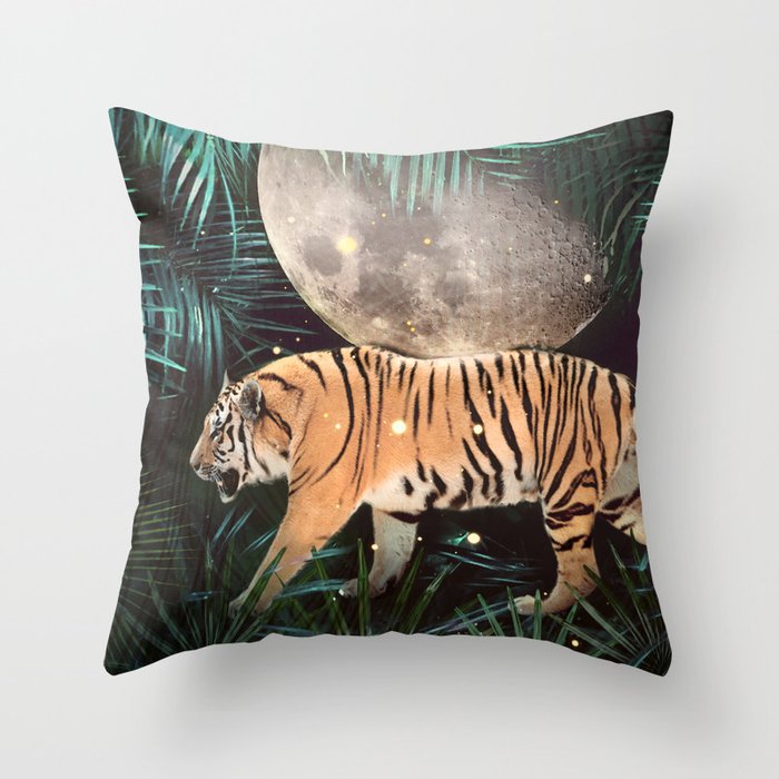 Tiger in the Jungle Throw Pillow
