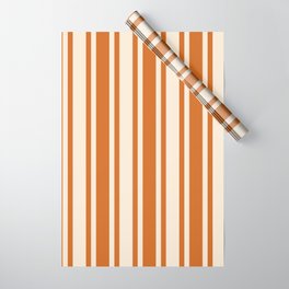 [ Thumbnail: Beige and Chocolate Colored Stripes Pattern Wrapping Paper ]