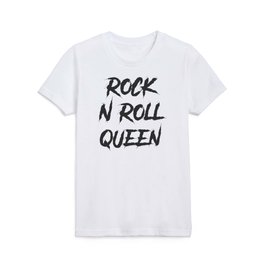 Rock and Roll Queen Typography Black Kids T Shirt