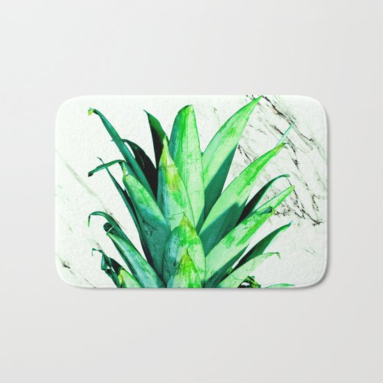 Pineapple Top Black and White Marble Bath Mat