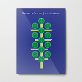 Vegetable: Brussels Sprout Blue Metal Print | Foodillustration, Modernprint, Graphicdesign, Brusselssprout, Botanical, Kitchenart, Vegetablepattern, Cabbage, Kitchendecor, Vegetablemodern 