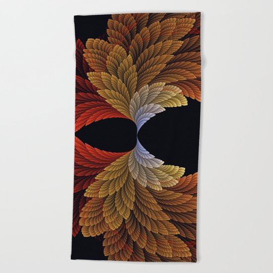 Decorative featherly pattern fan Beach Towel