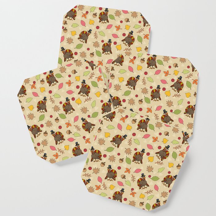 Thanksgiving Turkey Pattern Coaster By Momcilobjekovic
