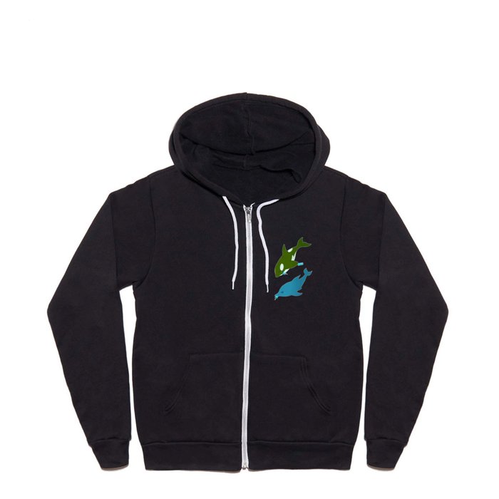 Green Orca and Dolphin Full Zip Hoodie