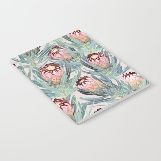 Pale Painted Protea Neriifolia Notebook