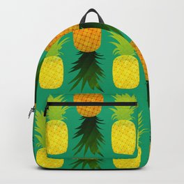 Yellow Pineapple Golden Pinapple Backpack | Limegreen, Leafy, Golden, Leaves, Digital, Lime, Pineapple, Fruity, Pine, Brown 