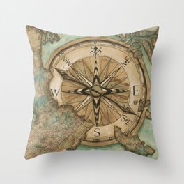 Nautical Compass Throw Pillow