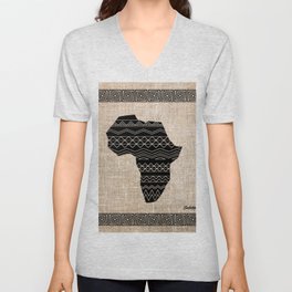 Map of Africa in Black on Beige, Ethnic Heritage, Cultural by Saletta Home Decor V Neck T Shirt