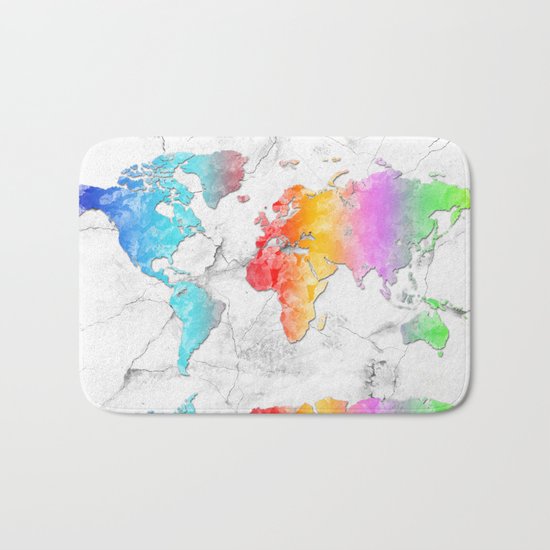 world map marble 2 Bath Mat
