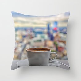 Great Britain Photography - Coffee By The Outstanding City View Throw Pillow