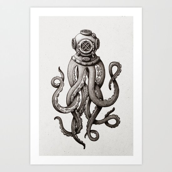 Octopus the Diver Art Print
