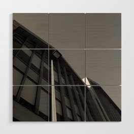 black and white building abstract Wood Wall Art