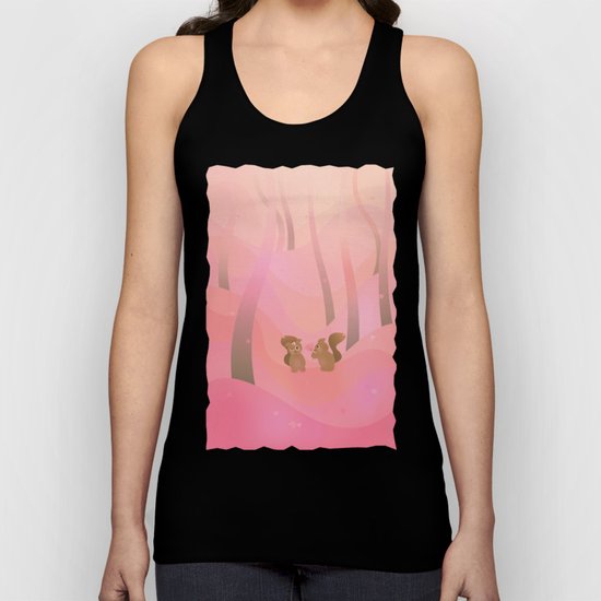 Be My Valentine (Cartoon Squirrels, Coral Pink Spring Forest) Unisex Tank Top