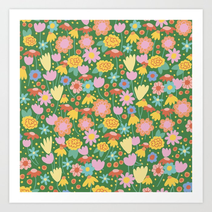 Floral pattern green Art Print