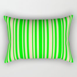 [ Thumbnail: Lime & Tan Colored Lines/Stripes Pattern Rectangular Pillow ]