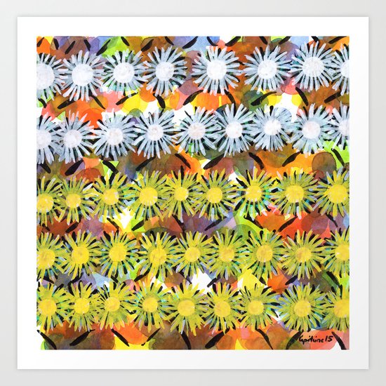 Rainbow Flower Pattern Art Print