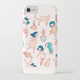 Cats, plants and girls iPhone Case