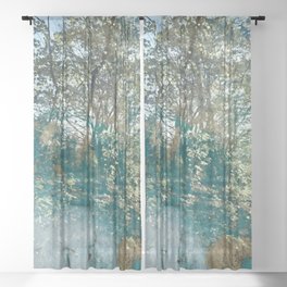 Aqua blue forest 2 Sheer Curtain