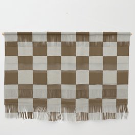 checkerboard hand-painted-leather brown Wall Hanging