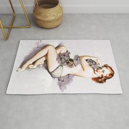 PIn Up Girl Roxanne by Gil Evgren Porcelain Pale Rug | Drawing, Fun, Officedecor, Accent, Antique, Classic, Sassy, Woman, Purevintagelove, Pinupgirl 