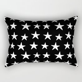 Star Pattern White On Black Rectangular Pillow