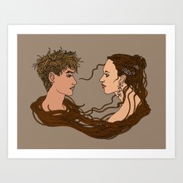 Romantic Entanglement  Art Print | Illustration, People 