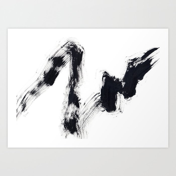Path No 8 Black Ink Black And White Abstract Minimalism Art Print By Lennaarty