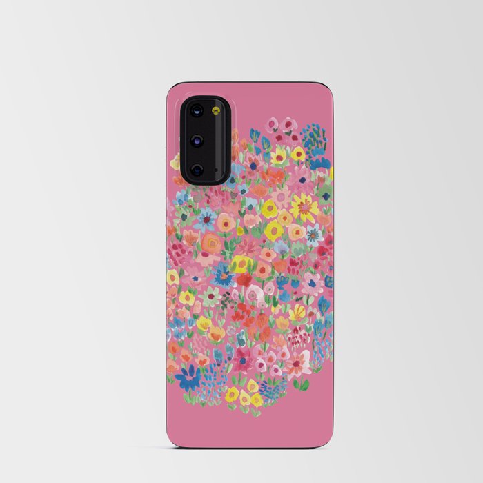 Flower Garden Dream - hand painted, magenta background Android Card Case