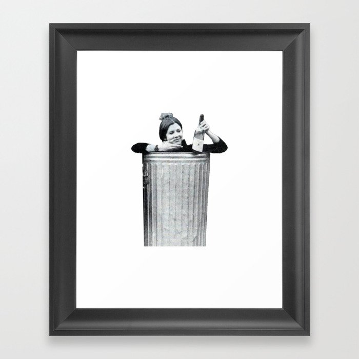 Carrie Fisher in a Trashcan Framed Art Print