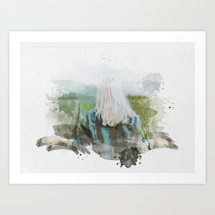Forest girl Watercolor Art Print