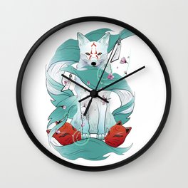 Frozen Kitsune Wall Clock