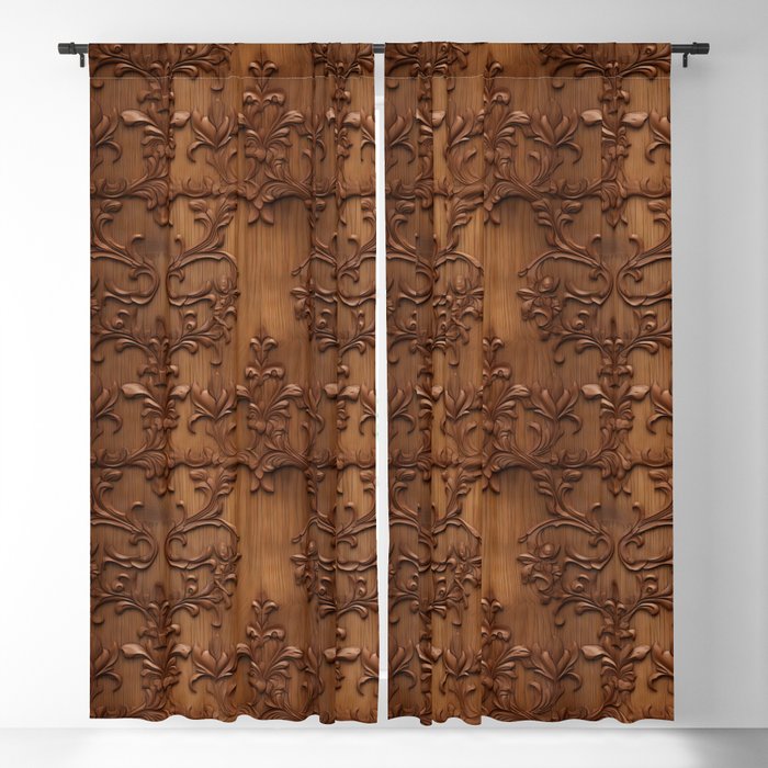 Carved Wood 10 Blackout Curtain