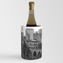 Minneapolis Skyline Black and White Wine Chiller