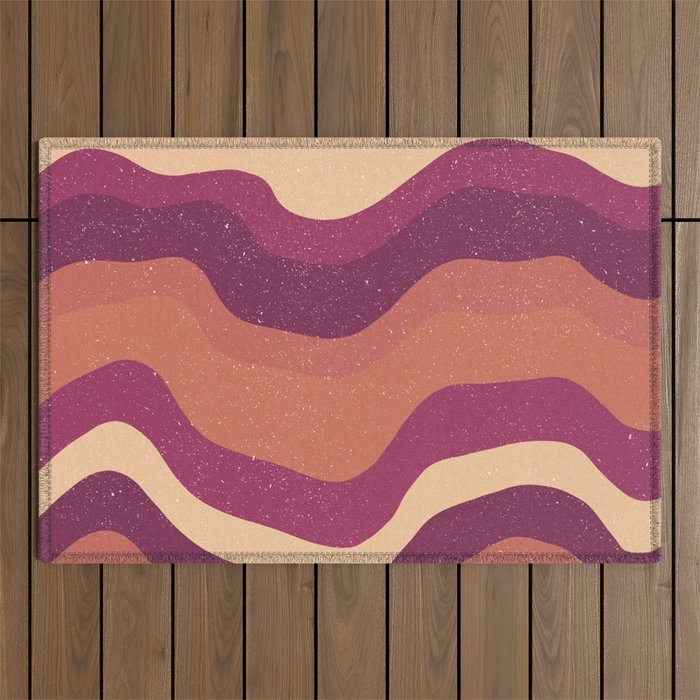 Modern Boho Waves - Terracotta Palette Outdoor Rug