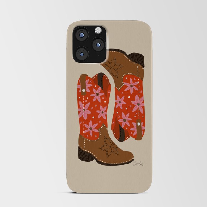 Cowgirl Boots – Coral & Pink iPhone Card Case