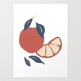 Retro vintage strawberry & orange Shapes Design 04, Modern Art V2 Art Print