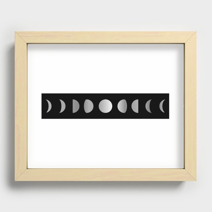 Celestial Moon phases in silver	 Recessed Framed Print