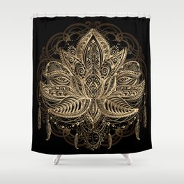 Lotus Black & Gold Shower Curtain