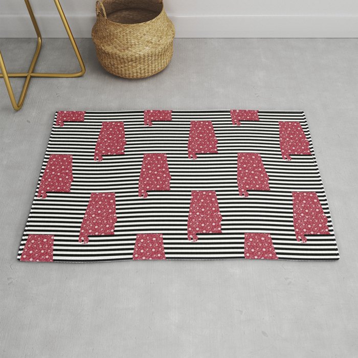 Alabama State Silhouette Stripes University Of Crimson Tide Fl College Football Gifts Rug By Varsity