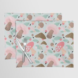 Mint and pink mushrooms Placemat