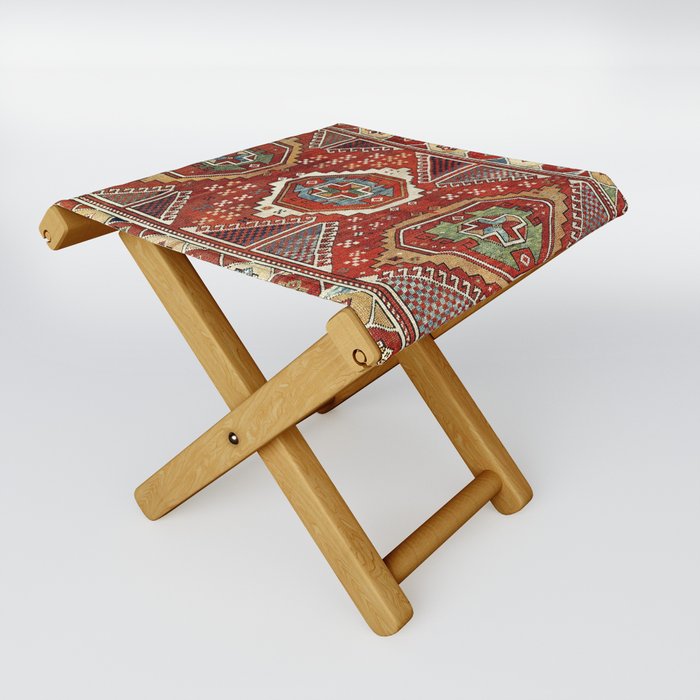 Bergama West Anatolian Village Rug Print Folding Stool