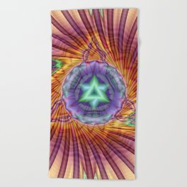 Alteuisha- Abstract Spiritual Fractal Art- Healing Art- Jewish Art- Merrkabbah Art Beach Towel