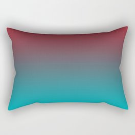 Red and Aqua Gradient Ombre Blend 2021 Color of the Year Satin Paprika and Vintage Teal Rectangular Pillow