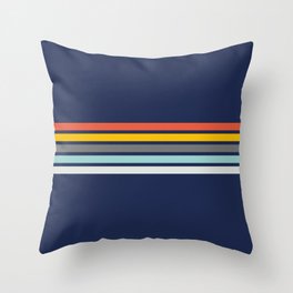 Multicolored Retro Stripes on blue Throw Pillow