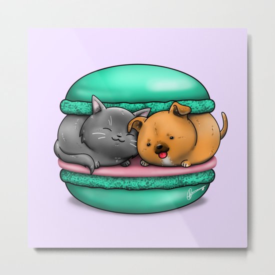 Macaron Cuddles Metal Print