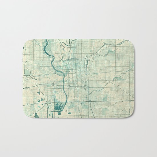 Indianapolis Map Blue Vintage Bath Mat