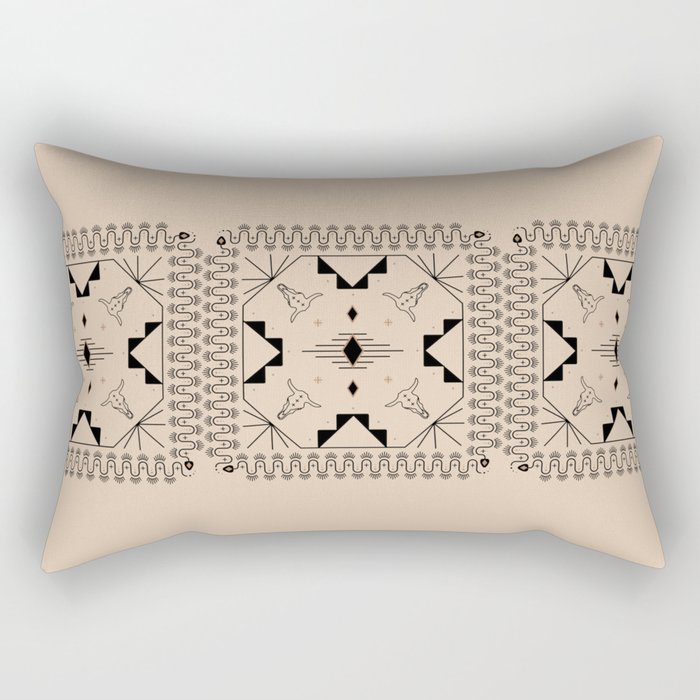 Lost Desert Tile - Black & Camel Rectangular Pillow